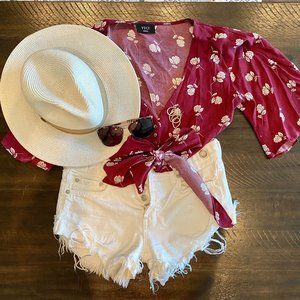 Cropped Front Tie Top